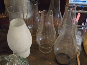 lot 229 image: Lot of (6) Vintage 8 Glass Oil Lamp Shades