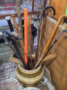 lot 242 image: Lot of (12) Walking Canes with Planter