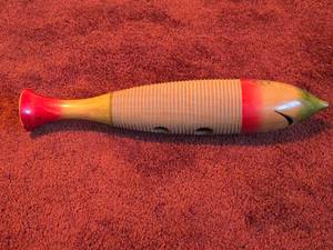 lot 577 image: Hand Carved Hand-painted Finish Guiro (Latin American Percussion Instrument)