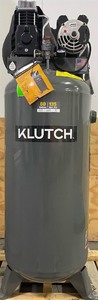 lot 24 image: Klutch 60-Gallon Single-Stage Vertical Air Compressor, 3.7 HP, 230 Volts MSRP 699.99