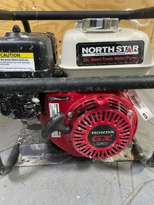 lot 25 image: NorthStar Self-Priming Semi-Trash Water Pump, 3in. Ports, 15,850 GPH, 34in. Solids Capacity, 163cc Honda GX160 Engine MSRP $779.99