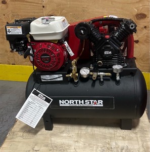 lot 31 image: NorthStar Portable Gas-Powered Air Compressor, Honda 163cc OHV Engine, 20-Gallon Horizontal Tank, 13.7 CFM  90 PSI MSRP $1599.99