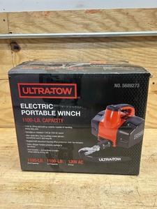 lot 36 image: Ultra-Tow Portable Electric Winch, 120V, 1100-Lb. Horizontal and Vertical Capacity, Steel Cable, Brushless Motor (Untested  SOLD AS IS)