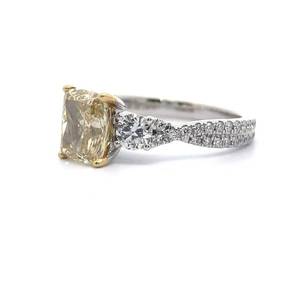 2.95 Carat Yellow & White Diamond Hidden Halo Twist Ring in 14k Gold; Retail $6,400 *VIDEO*