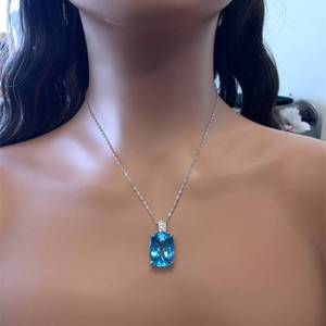 lot 10 image: 26 Carat Blue Topaz Drop Pendant Necklace VIDEO