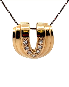 lot 19 image: Scalloped Wave Pav Natural Diamond Slide Pendant in 14k Yellow Gold VIDEO