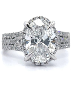 lot 1 image: 3.75 Carat Oval Diamond Hidden Halo Triple Row Ring in 14k White Gold Retail $6,450 VIDEO
