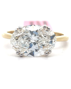 lot 3 image: 5 Carat Diamond Oval East-West Solitaire Ring in 14k Yellow Gold Retail $6,495 VIDEO