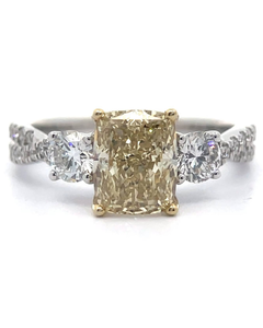 lot 5 image: 2.95 Carat Yellow & White Diamond Hidden Halo Twist Ring in 14k Gold Retail $6,400 VIDEO