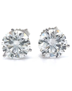 lot 2 image: 4.10 Carat Diamond Round Solitaire 4-Prong Martini Stud Earrings in 14k White Gold w Report VIDEO
