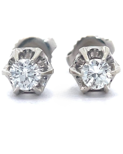 lot 20 image: 0.50 Carat Natural Diamond Solitaire Tulip Stud Earrings in 14k White Gold VIDEO