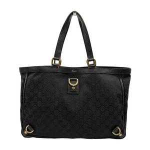 lot 36 image: Gucci Black GG Canvas Tote with Leather Trim Pre-Owned Retail $650