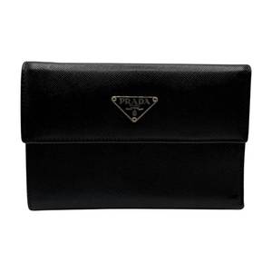 lot 51 image: Prada Black Saffiano Leather Continental Wallet  Pre-Owned Retail $450