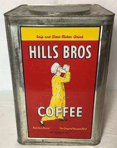 lot 31 image: Vintage Hills Bros. Coffee Tin 20 lbs.