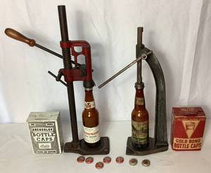 lot 32 image: Antique Bottle Cappers and Bottle Caps