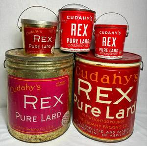 lot 135 image: Collection of Cudahys Rex Pure Lard Tins