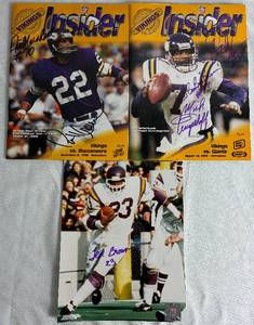 lot 91 image: Minnesota Vikings 98 and 99 Game Program with Player Autographs