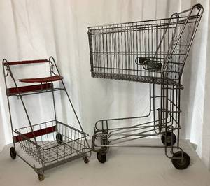 lot 101 image: Two Vintage Child Sized Shopping Carts
