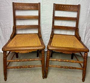 lot 192 image: Two Antique Eastlake Style Cane Seat Chairs