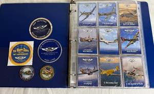 lot 153 image: Commemorative Air Force Trading Cards with 3 Commemorative Coins