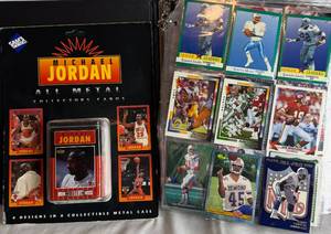 lot 151 image: Mixed Album of Football, Basketball and Golf Trading Cards plus 1996 Upper Deck Michael Jordan All Metal Collectors Cards