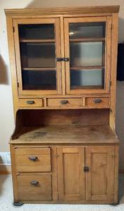 lot 189 image: Antique Butlers Pass Through Cabinet - Was Built in Between Kitchen and Dining Room