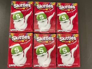 lot 9 image: W - 6 Boxes Skittles Book of Awesome Holiday Candy, 41.6 oz Total, Best By 112025