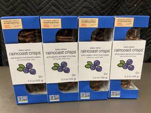 lot 27 image: TN 3 - Lesley Stowe Raincoast Crisps Blueberry Almond Crackers 4 x 5.3oz (2025 Exp)