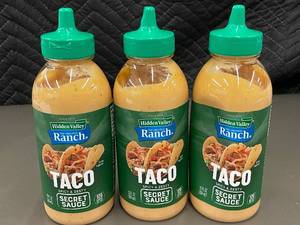 lot 66 image: VA 3 - Hidden Valley Ranch Taco Secret Sauce 12 fl oz Bottles - Lot of 3