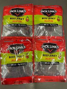 lot 395 image: Jack Links Jalapeno Beef Jerky 3.25 oz Bags (Lot of 4, Unopened, Best by 012025)