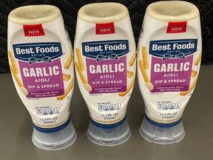 lot 412 image: WV 2 - Best Foods Garlic Aioli Dip and Spread, 3 Bottles (11.5 fl oz Each)