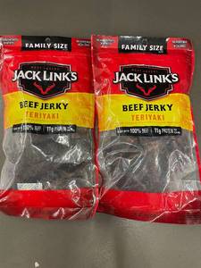 lot 453 image: Jack Links Teriyaki Beef Jerky Family Size 2-Pack (2 x 10oz Bags)