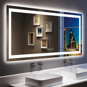 lot 84 image: Apmir 60 in. W x 30 in. H Large Rectangular Frameless Double LED Lights Anti-Fog Wall Bathroom Vanity Mirror in Tempered Glass