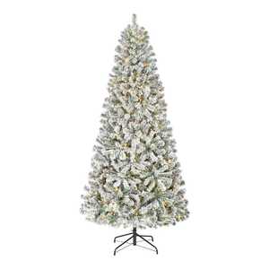 lot 91 image: Home Accents Holiday 7.5 ft. Festive Mixed Pine Flocked LED Pre-Lit Artificial Christmas Tree T12