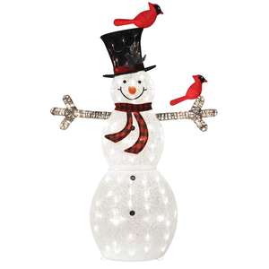 lot 95 image: (2) VEIKOUS 5 ft. Snowman Outdoor Christmas Holiday Yard Decoration Warm White LED