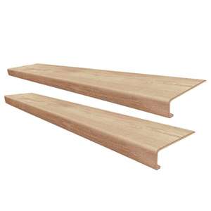 lot 141 image: STEPSOLUTION Waukee Mill Maple Stair Tread Molding Square-Exact Match for Lifeproof Floor, 2-Pieces, 46 in. x 7 in. x 6.5 mm T