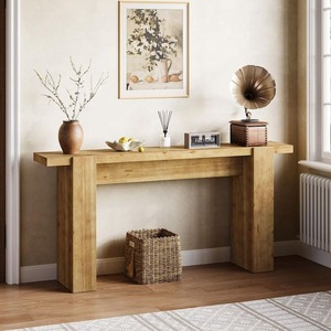 lot 180 image: TRIBESIGNS WAY TO ORIGIN Benjamin 67-Inch Rustic Brown Rectangle Solid Wood Behind Sofa Hallway Storage Console Table Home Entrance Foyer Modern