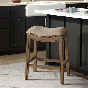 lot 187 image: Williston 26 in. Rectangle Natural Backless Wood Counter Height Stool with Cushioned Seat