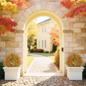 lot 190 image: poetree 2 ft. Artificial Boxwood Topiary Ball Tree Fall Decor in Pot- 2-Pack