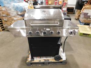 lot 10 image: Nexgrill 5-Burner Propane Gas Grill in Stainless Steel with Side Burner and Condiment Rack