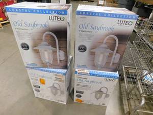 lot 23 image: (4) LUTEC Coastal Old Saybrook 1-Light White Outdoor Wall Lantern Sconce