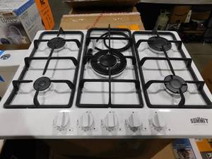 lot 25 image: Summit Appliance 27 in. Gas Cooktop in White with 5 Burners including Power Burner