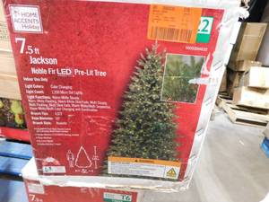 lot 90 image: Home Accents Holiday 7.5 ft. Jackson Noble Fir LED Pre-Lit Artificial Christmas Tree T23