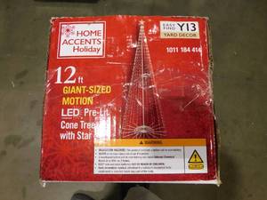 lot 108 image: 12 Giant-Sized Motion LED Cone Tree with Star Christmas Decor