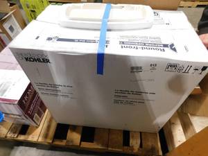 lot 157 image: KOHLER Highline Arc 12 in. Rough In 2-Piece 1.28 GFP Single Flush Round Chair Height Toilet in White with Soft Close Seat