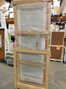 lot 175 image: 36in. x 96in. Exterior Door Slab, Full Glass with Blinds.