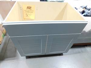 lot 230 image: Hampton Bay Shaker 36 in. W x 24 in. D x 34.5 in. H Assembled Sink Base Kitchen Cabinet in Dove Gray