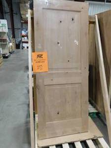 lot 233 image: lot of 4--Krosswood Doors 32 in. x 80 in. Rustic Knotty Alder 2-Panel Square Top Solid Wood Stainable Interior Door Slab