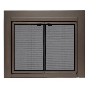 lot 30 image: UniFlame Uniflame Large Roman Oil Rubbed Bronze Bi-fold style Fireplace Doors with Smoke Tempered Glass