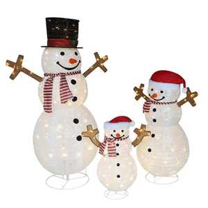 lot 116 image: VEIKOUS 4 ft. Snowman Family Outdoor Christmas Holiday Yard Decoration Warm White LED(3-Piece)